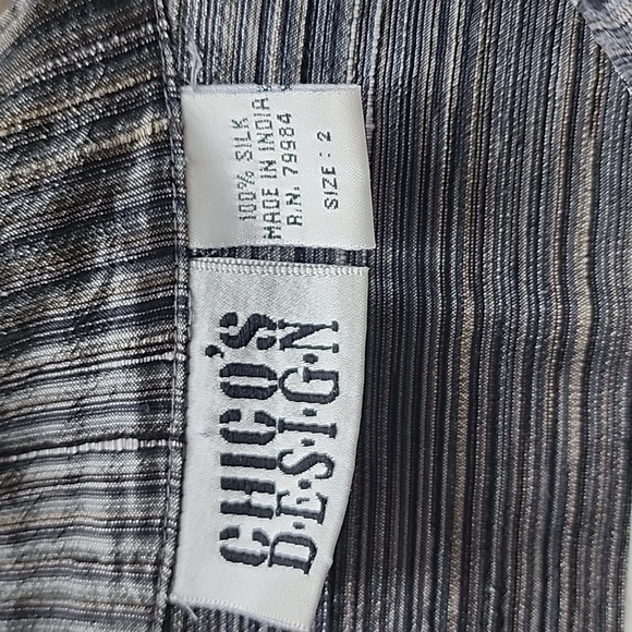 Chico's Design 100% Silk Textured Gray Women's Top Size 2 (12) - Picture 2 of 10